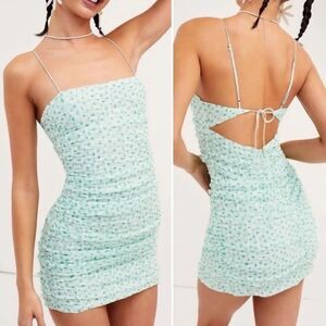 NWT For Love & Lemons Drea Mini Dress In Green Size Medium